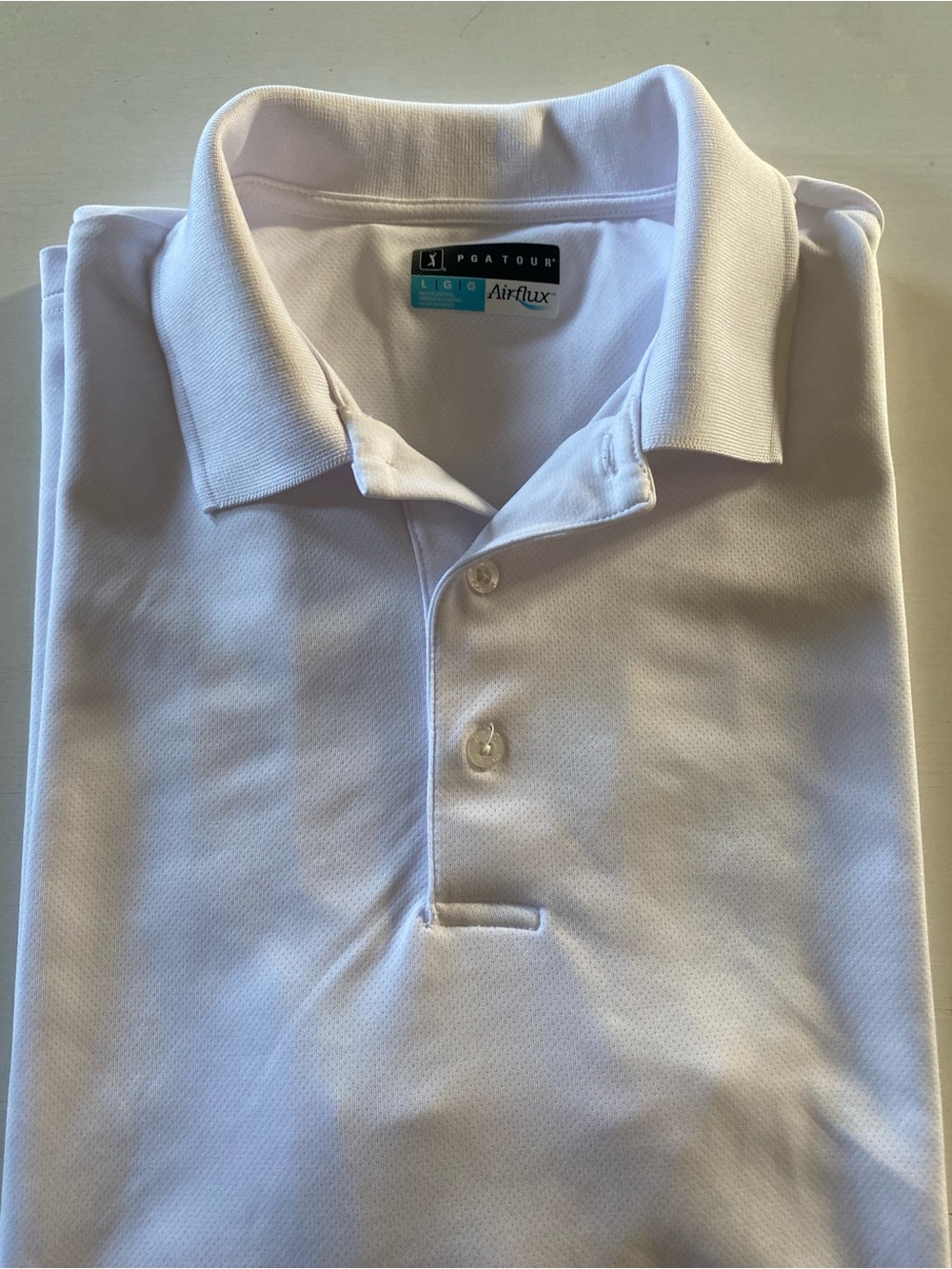 PGA Tour White Men’s Polo Airflux Performance Shirt